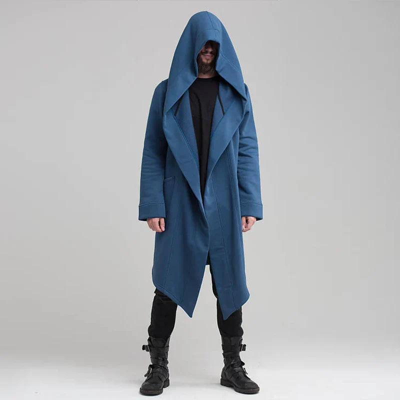 Men's Hooded Cardigan Trench Coat Streetwear Solid Color