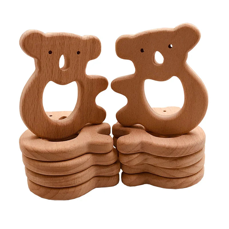 Kissteether 10pc/lot Organic Baby Wooden Teether Natural Teething