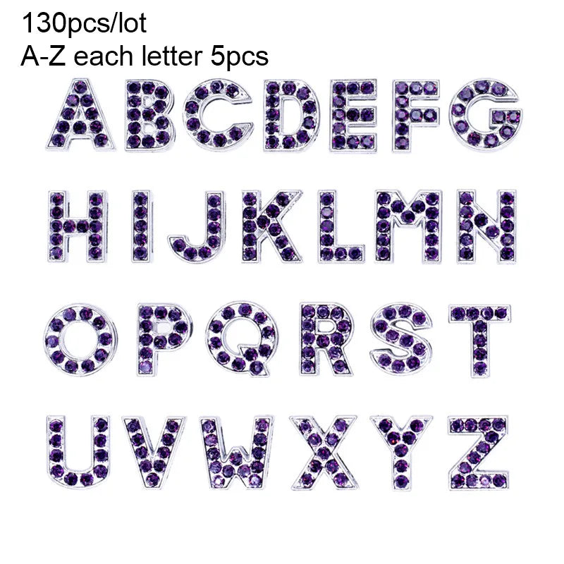 Wholesale 130pcslot 8mm AZ Rhinestone Sliders Letters Slide