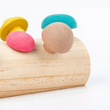 Wooden Rainbow Blocks Mushroom Picking Game Wood Baby