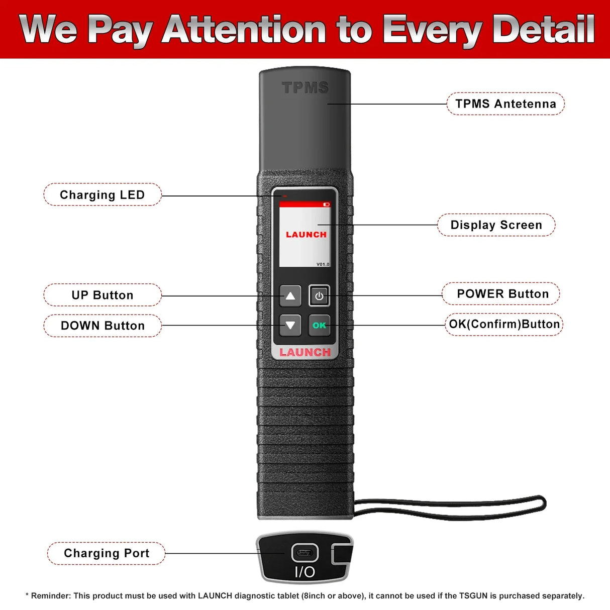 LAUNCH X431 TSGUN Tire Pressure Sensor Inspection Tool