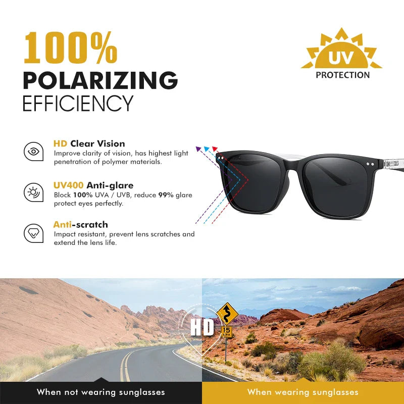 Fashion Square Sunglasses Polarized Men Women Ultra Light