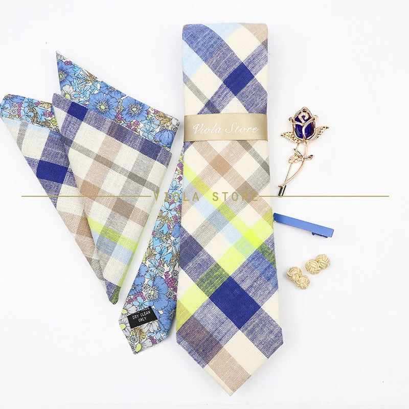 5 PCS Luxury Cotton Patchwork 7cm Tie Set