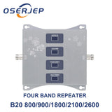 Band20/8/1/3 800/900/1800/2100/2600 Four Band Cell Phone Booster Mobile