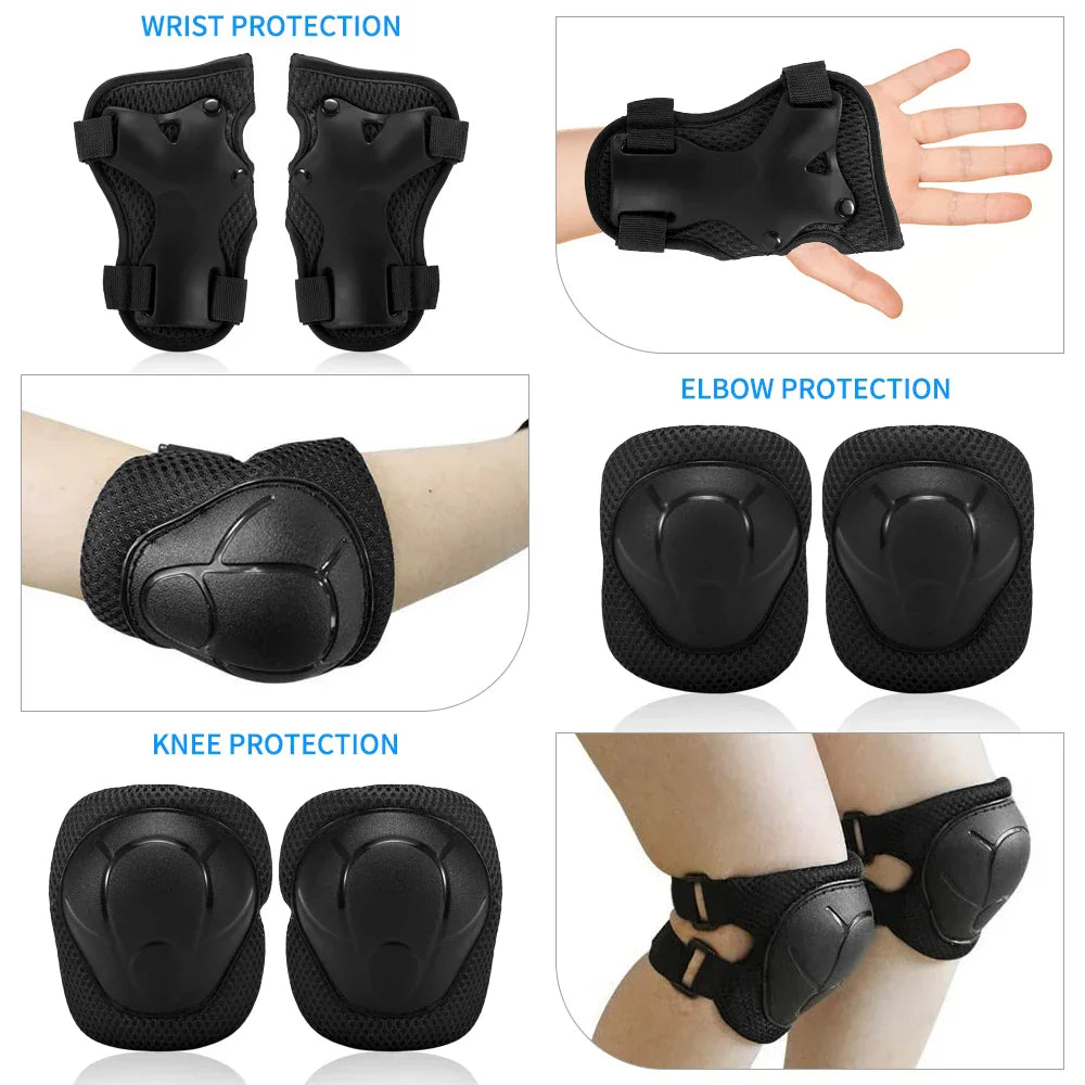 7Pcs Adjustable Pads Wrist Helmet Protector Set Kids