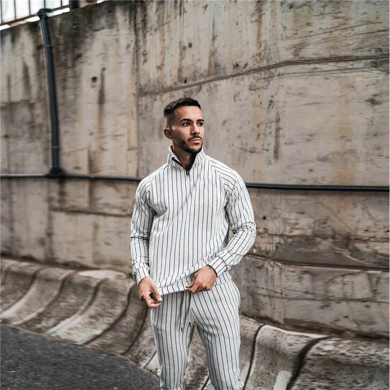 2020 New 3D Plaid Men's Sports fitness Zipper
