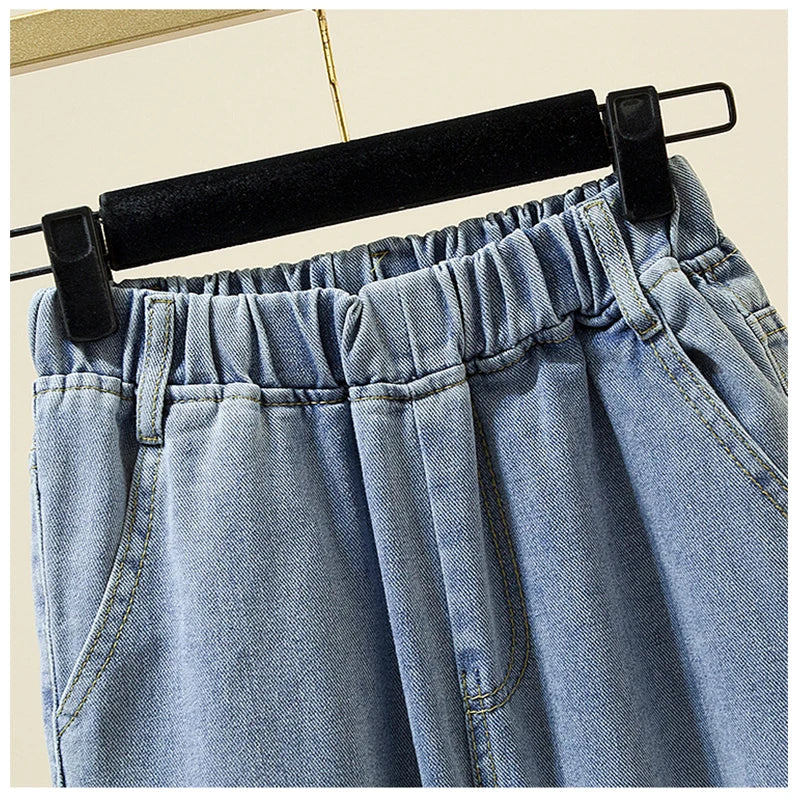 Plus Size Women Jeans 2022 Elastic Waist Loose