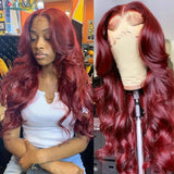 13x6 99J Burgundy Lace Front Wig Body Wave