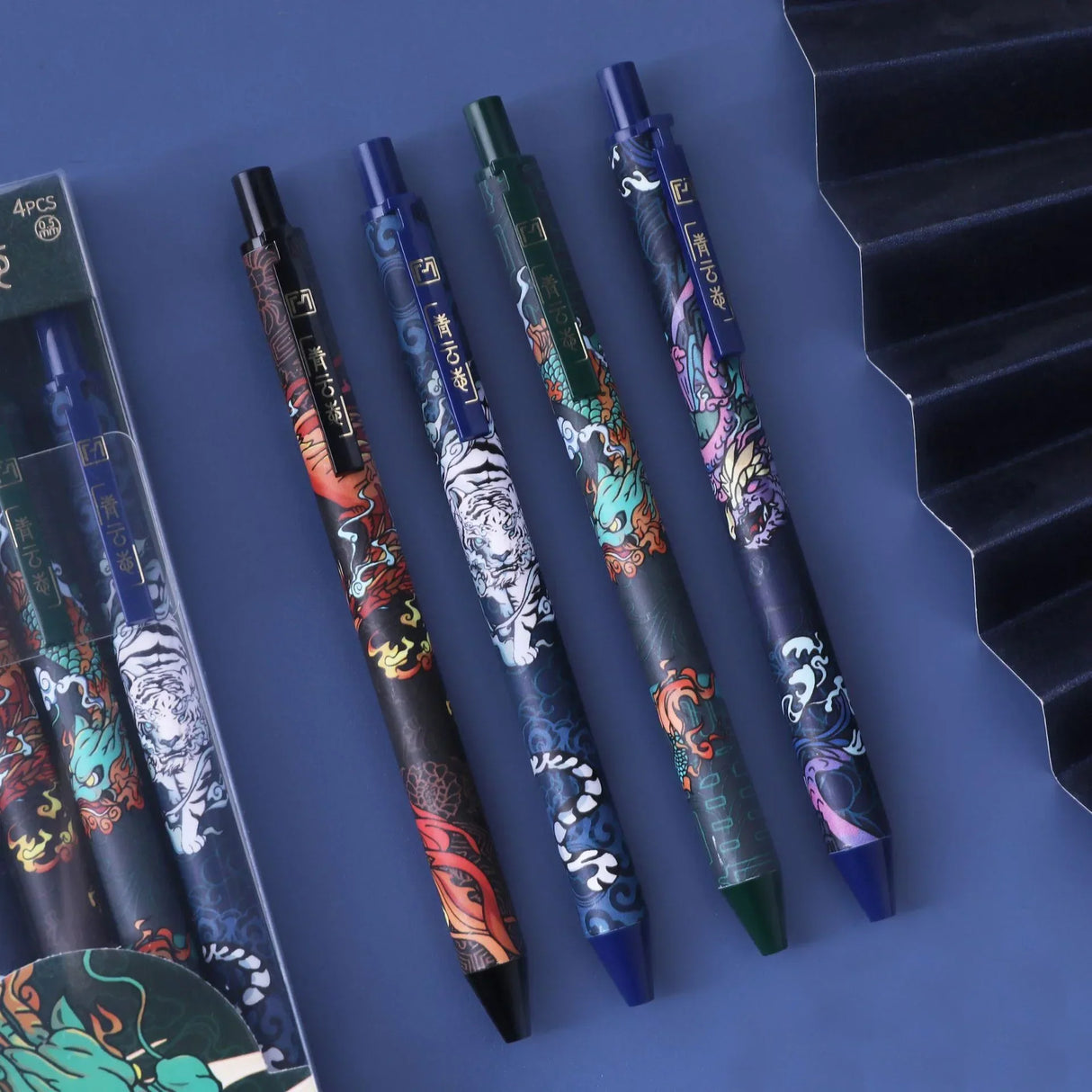 4PCS/Set Cool Chinese Dragon Pattern Gel Pen Black