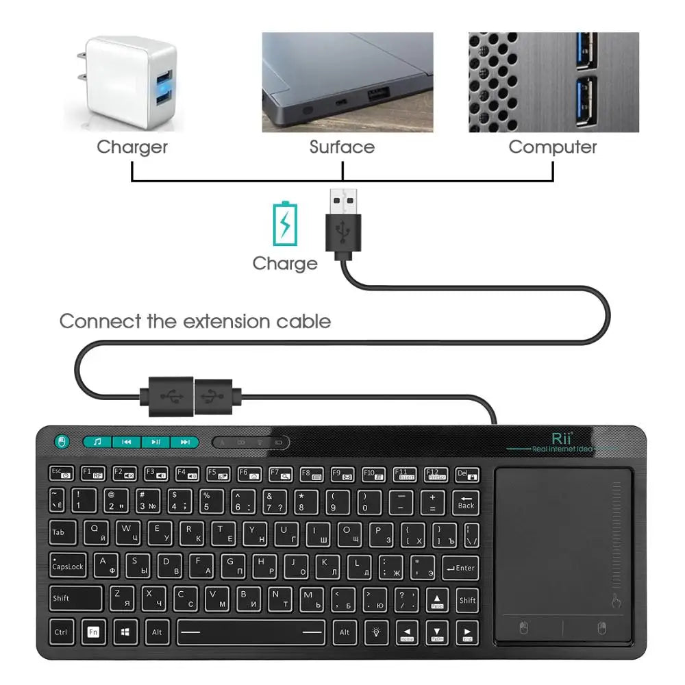 Rii K18Plus/K18S 2.4G Wireless Keyboard with Touchpad Mouse