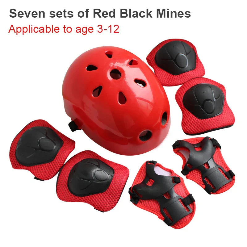 7Pcs/set Kids Boy Girl Safety Helmet Knee Elbow