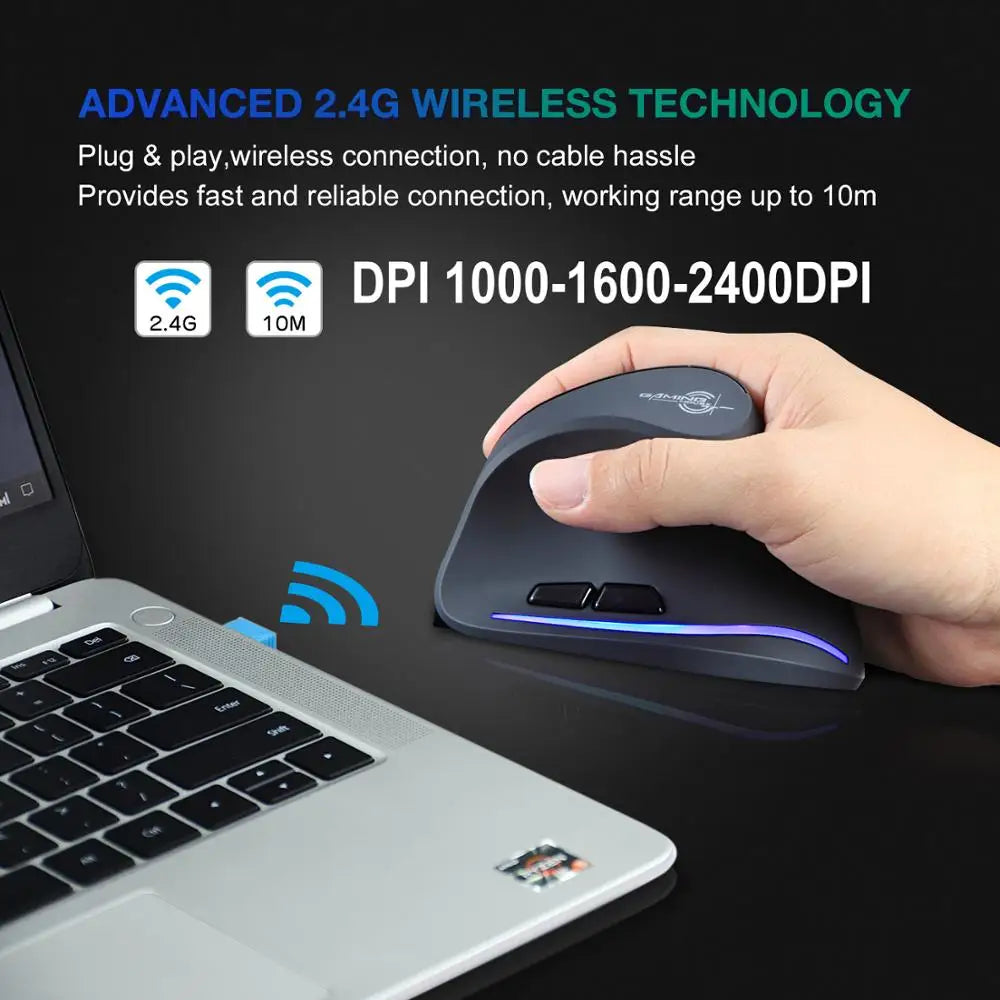 Lefon Wireless Vertical Mouse Ergonomic Mouse USB Rechargeable