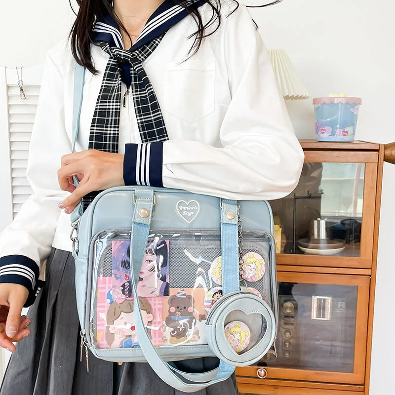 Heart Ita Bag Crossbody with Purse PU Japanese