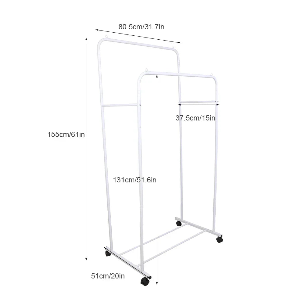 Heavy Duty Clothes Rack Garment Rail Rolling Stand