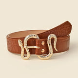 Fashion Women&#39;s PU Imitation Crocodile Leather Belt Metal
