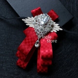 Elegant Gorgeous Diamond Ribbon Bowtie Men Wedding Suit