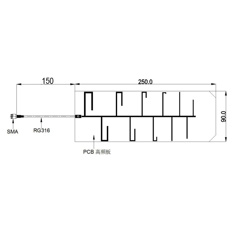 915MHz Yagi Antenna PCB High Frequency Board RFID