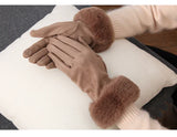 Korean Suede Leather Sports Cycling Warm Gloves Women's