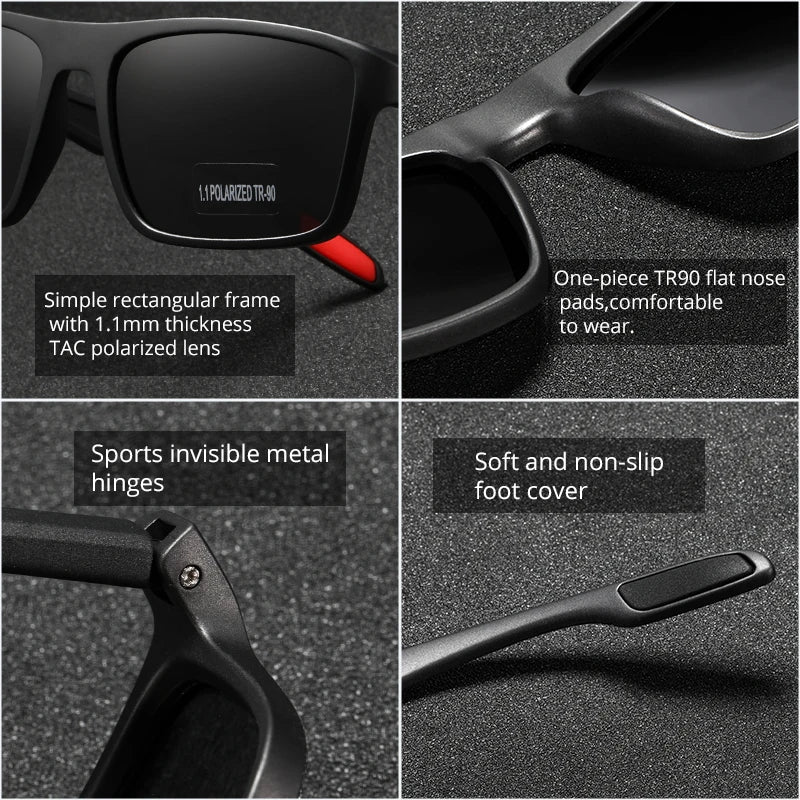 KDEAM Rectangular Ultra Light TR90 Sunglasses Men Polarized
