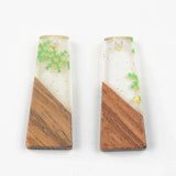 10PCS Trapezoid Earrings Accessories Natural Wood & Resin