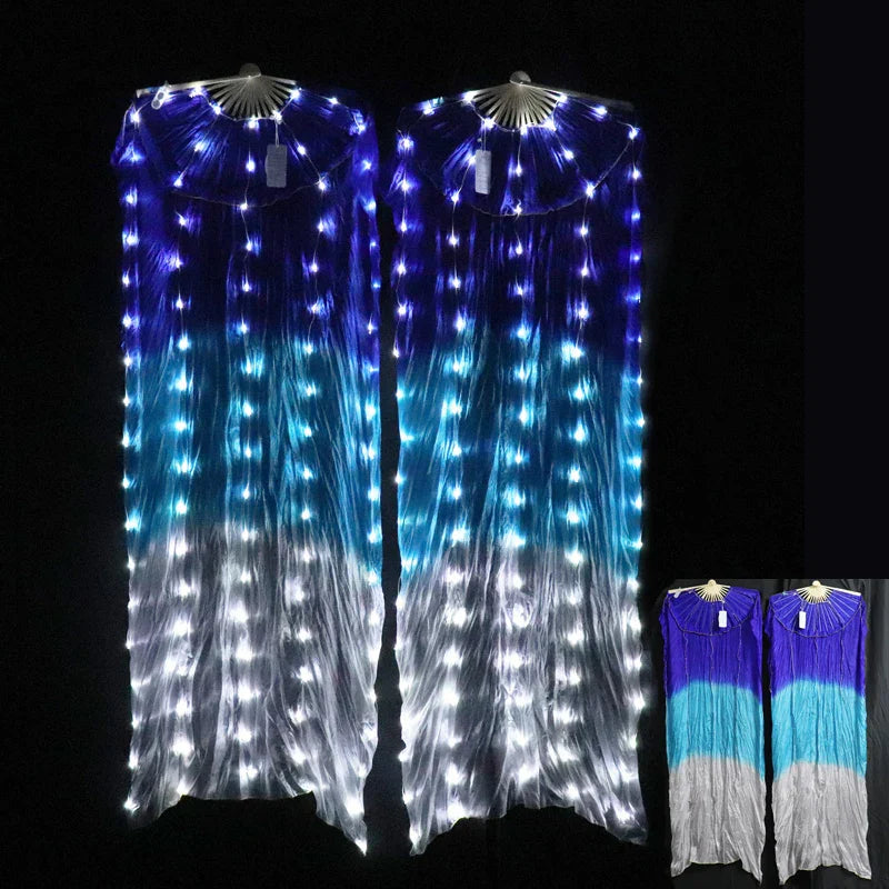 Silk LED Rainbow Dance Fans Women Belly
