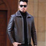 YXL-222 Leather Jacket Men's Fur One Casual Thickened