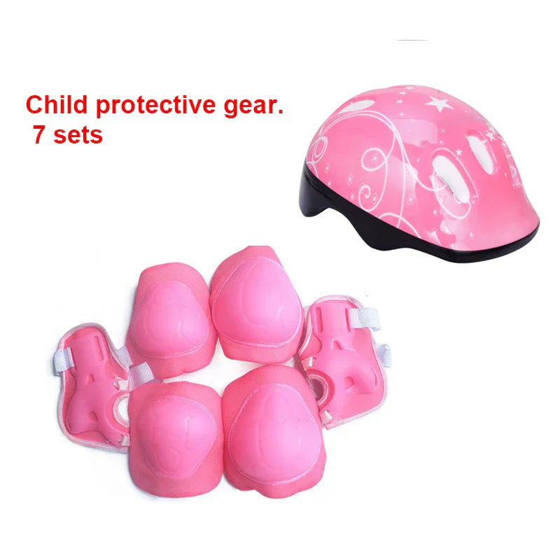 7Pcs/set Kids Boy Girl Safety Helmet Knee Elbow