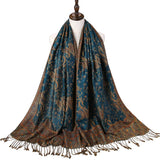 Pashmina Silk Scarf Shawl Wrap Paisley Jacquard Flowers