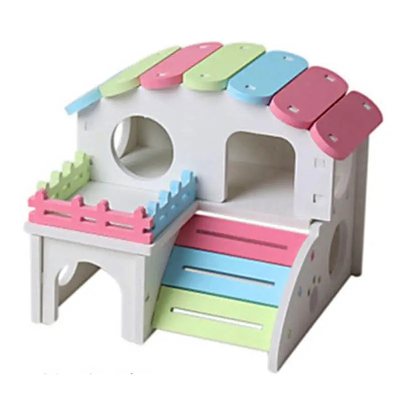 Wooden Hamster Hideout House Squirrel Hedgehog Villa Small