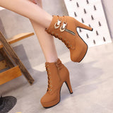 Plus Size Ankle Boots Women Platform High Heels