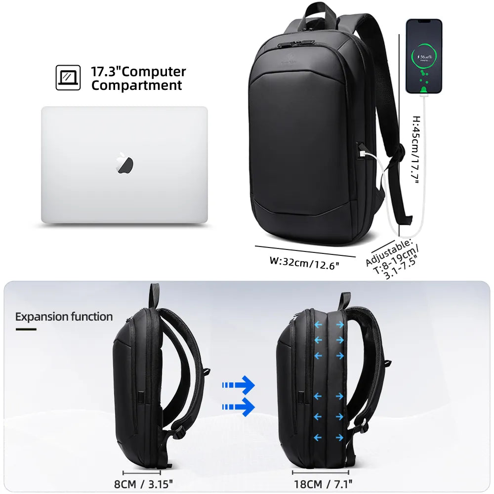 Heroic Knight Men's Backpack 17.3 Inch Waterproof Expandable