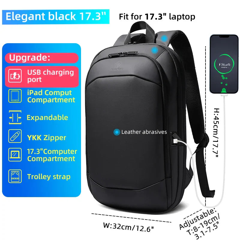 Heroic Knight Men's Backpack 17.3 Inch Waterproof Expandable