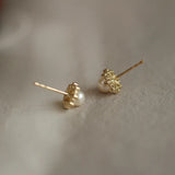 925 Sterling Silver French Simple Pearl Stud Earrings