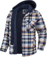 TACVASEN Men's Flannel Shirt Jacket with Removable Hood