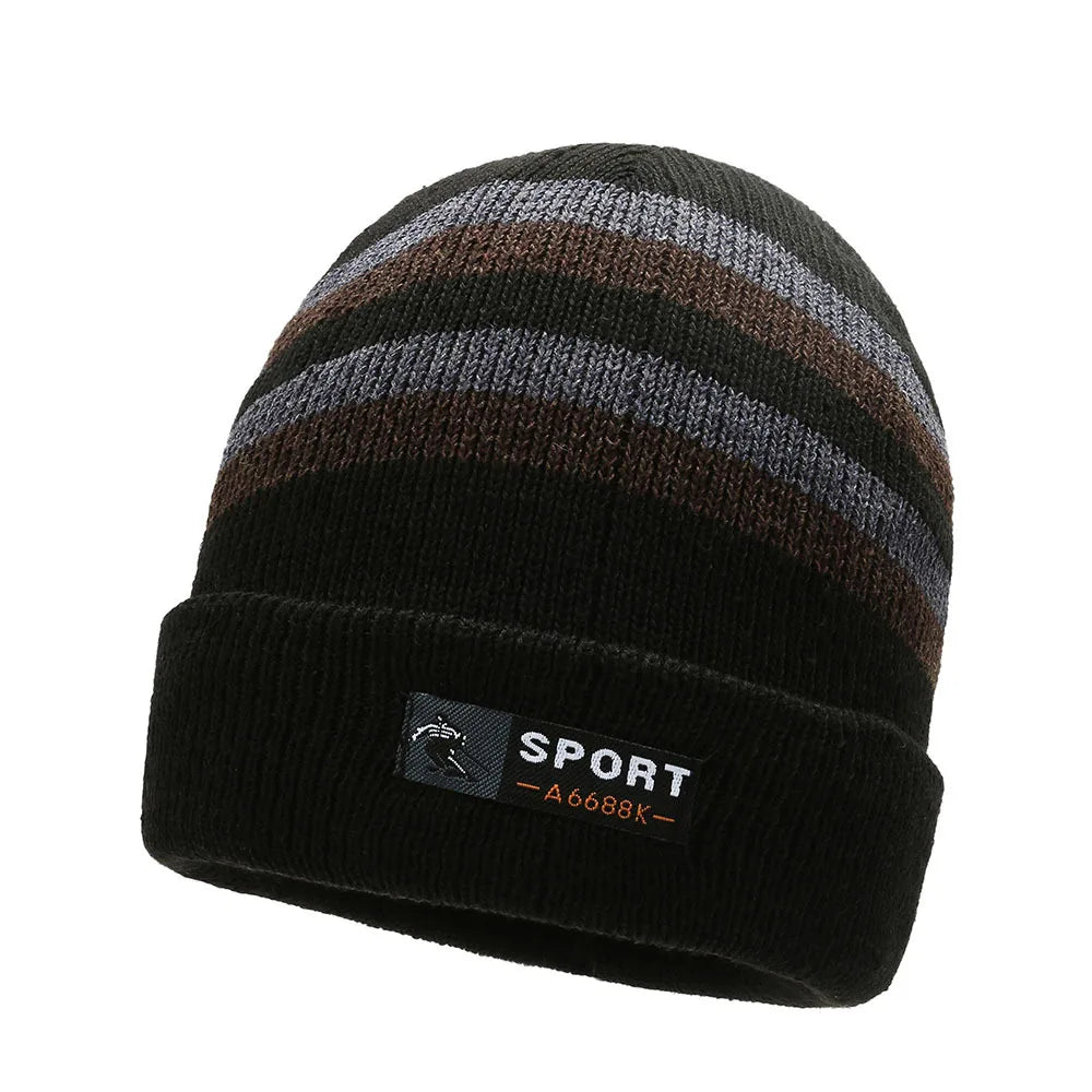Winter Hats for Women Thick Beanies Letter Striped