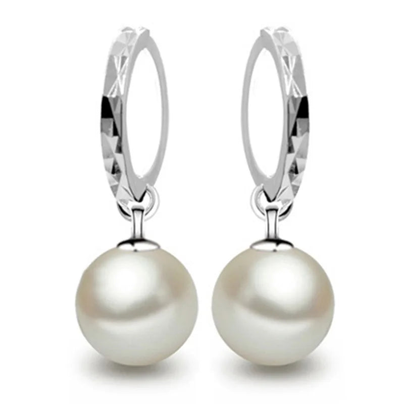 Classic Fashion 925-sterling-silver Earrings pendientes Pearl Drop Earrings