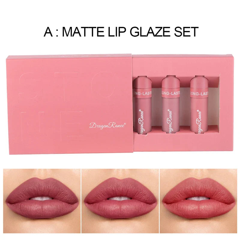 Women Matte Velvet Moisturizer Makeup Lipgloss Set Cosmetic