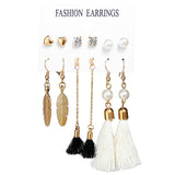 LATS Women's Earrings Set Tassel Pearl Earrings for