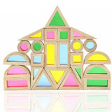 Kid Montessori Wooden Toy Rainbow Stacking Acrylic Block