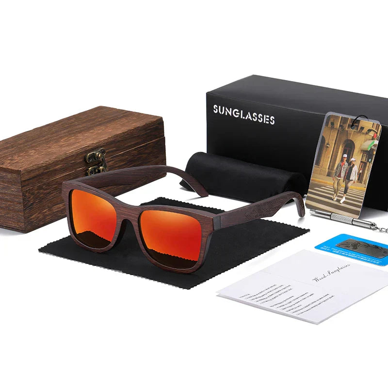 GM Natural Bamboo Wooden Sunglasses Handmade Polarized Glasses