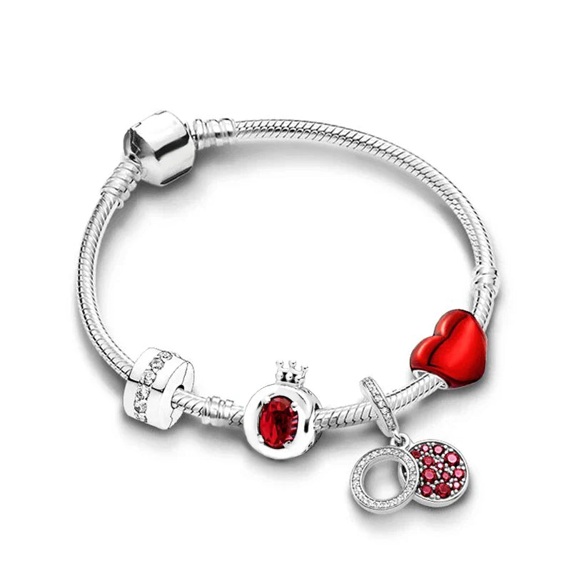 Seialoy Silver Plated Heart Key Pendant Charm Bracelets