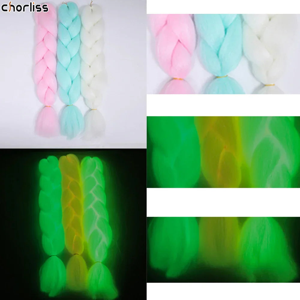 24" 100g Glowing Fluorescent Green Jumbo Braids