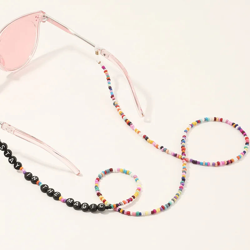 Bohemian Colored Mask Strap Beaded Glasses Chains Women