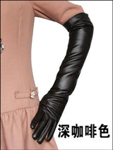 Hair women's long touch screen leather gloves 50cm