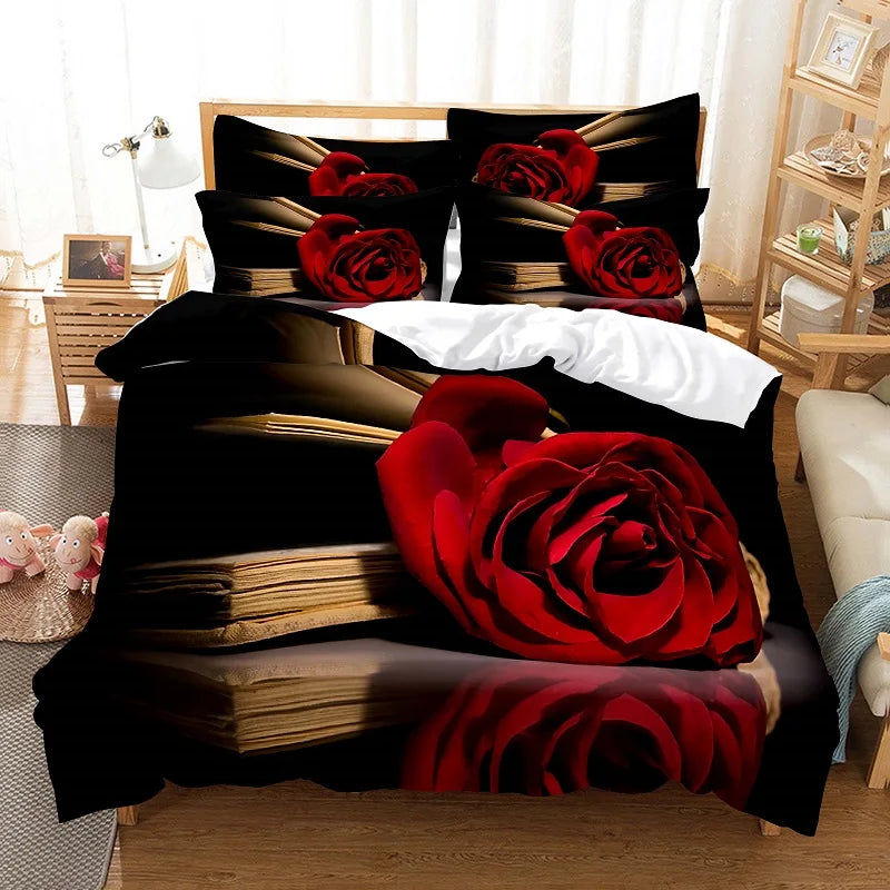 Red Rose Bedding Set Quilt Duvet Cover Comforter