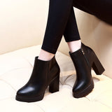 Fashion Casual Zipper Pointed Toe Soft Leather Women