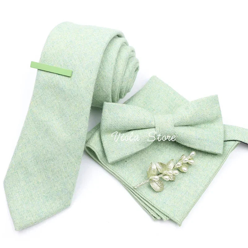 Top 50 Wool Soft 7cm Tie Bowtie Hankie