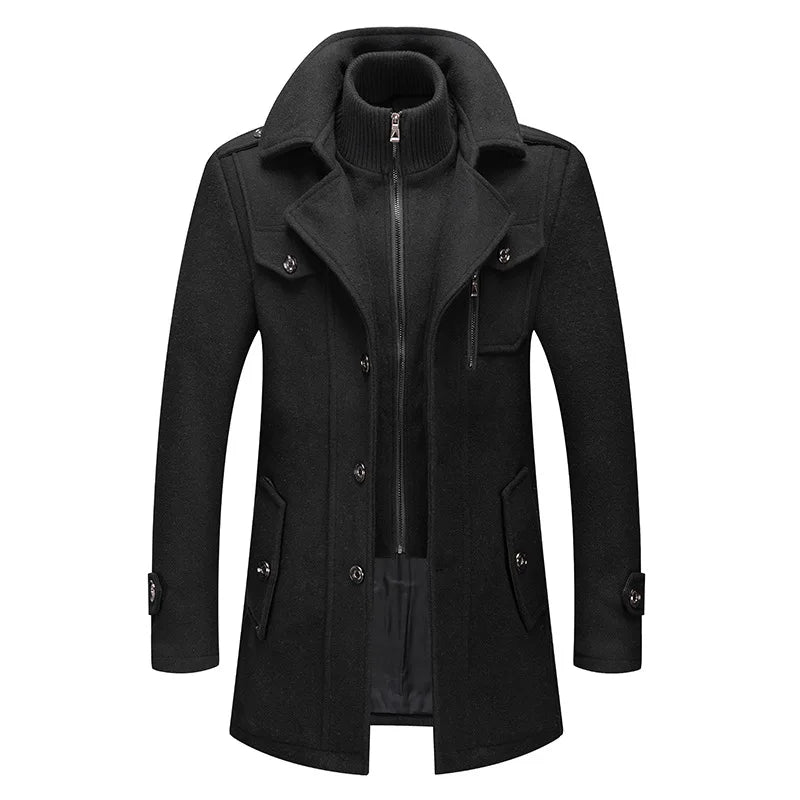 New Winter Wool Coat Men Fashion Double Collar