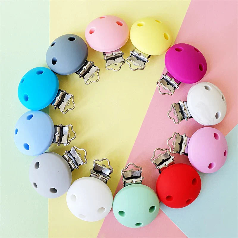 10pcs Round Silicone Pacifier Clips Solid No-Rusty Silicon