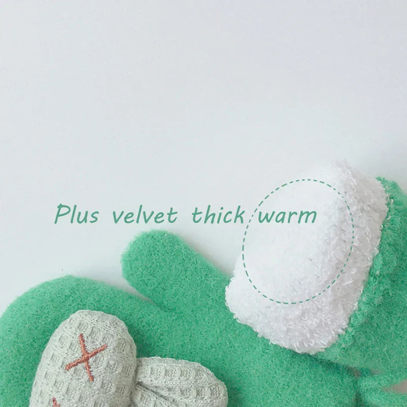 Autumn Winter Warm Baby Gloves Cartoon Animal Bunny